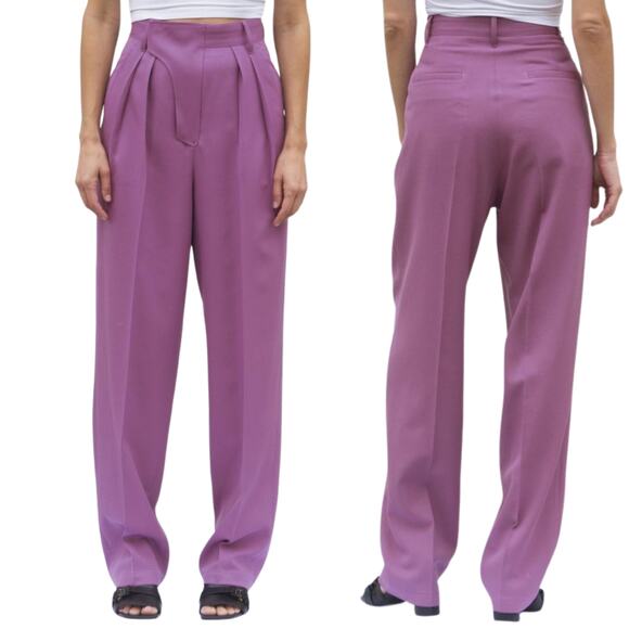 NWT Ambush Pleated Wool Tapered Pants Pink/Purple Size 2 (US 6) Retail $885 - Picture 1 of 8